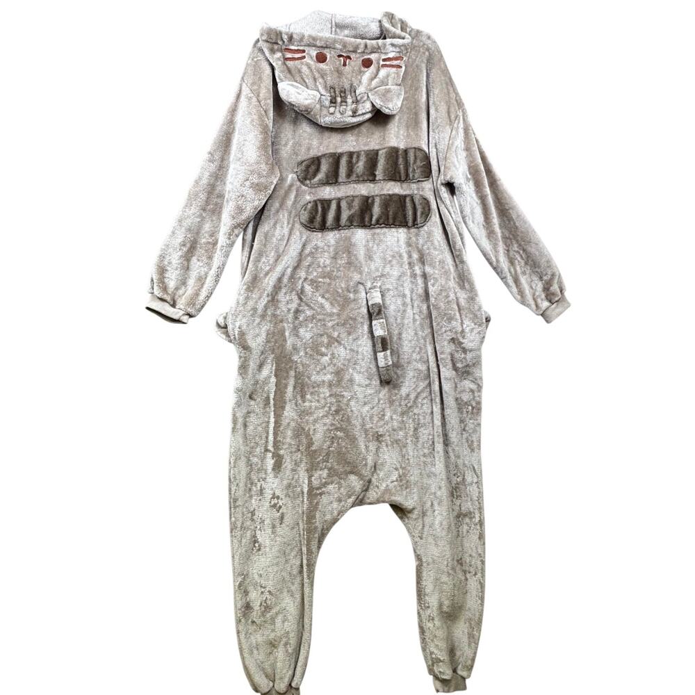 Pusheen One-piece Pajamas Womens One Size Gray Cat Fleece Hooded Zip One-piece